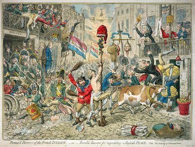 Versprochene Schrecken der französischen Invasion, veröffentlicht von Hannah Humphrey von James Gillray