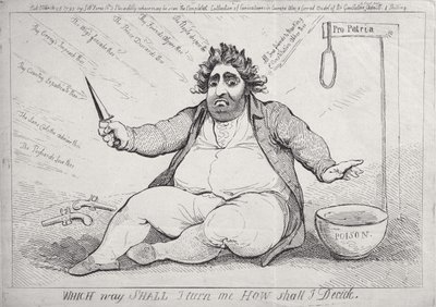 Wohin soll ich mich wenden, wie soll ich entscheiden, veröffentlicht von S.W. Fores im Jahr 1793 von James Gillray
