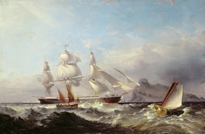 Ein Klipperschiff vor dem Mumbles-Leuchtturm, Swansea von James Harris of Swansea