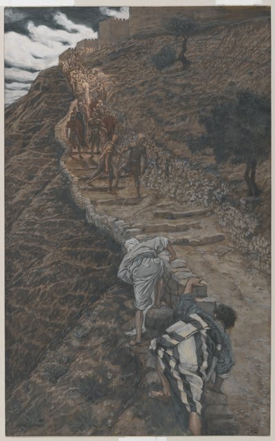Heiliger Petrus und Heiliger Johannes folgen aus der Ferne, Illustration aus Das Leben unseres Herrn Jesus Christus, 1886-94 von James Jacques Joseph Tissot