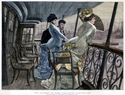 Die Galerie der H.M.S. Calcutta, Portsmouth, um 1850-1900 von James Jacques Joseph Tissot