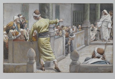 Der geheilte Blinde erzählt seine Geschichte den Juden, Illustration aus Das Leben unseres Herrn Jesus Christus, 1886-96 von James Jacques Joseph Tissot