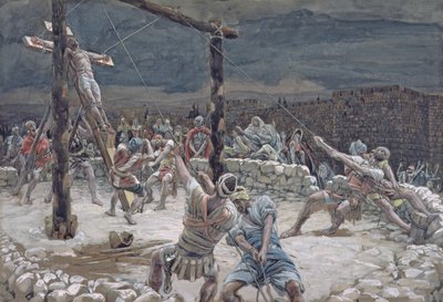 Das Aufrichten des Kreuzes, Illustration für Das Leben Christi, ca. 1886-94 von James Jacques Joseph Tissot