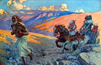 Elija läuft vor dem Wagen Ahabs her von James Jacques Joseph after Tissot
