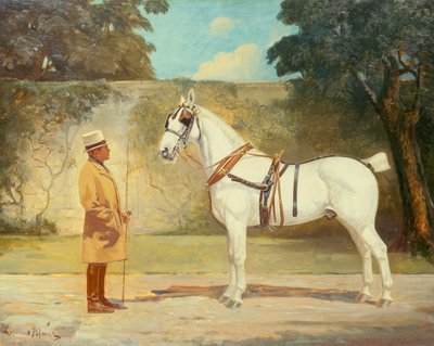 Ambrose Clark mit einem Lieblingskutschpferd von James Lynwood Palmer