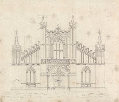 Vorbereitende Zeichnung für Design 11, Platte 9 einer Sammlung von Entwürfen für ländliche Rückzugsorte von James Malton