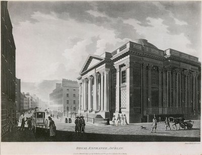 Die Royal Exchange (heute Rathaus), Cork Hill, Dublin von James Malton