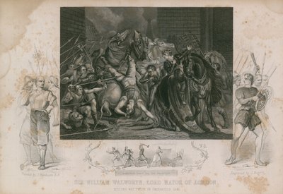 Sir William Walworth, Bürgermeister von London, tötet Wat Tyler in Smithfield (Gravur) von James Northcote