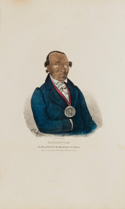 RICHARDVILLE; Der Häuptling des Miami-Stammes der Indianer, aus The Aboriginal Portfolio von James Otto Lewis