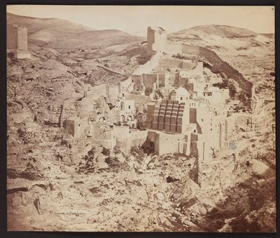 „Kloster von Mar Saba. 1857“ [Wielka Ławra św. Saby, bekannt im Arabischen als Mar Saba – ein orthodoxes Kloster im Kidrontal im Westjordanland, östlich von Bethlehem] von James Robertson
