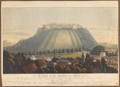 Ein Blick auf die Festung von Bitche. Ein Straflager für britische Kriegsgefangene, 1799 von James Rouse