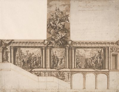 Entwurf für Decken, Wände und Treppenhaus von James Thornhill