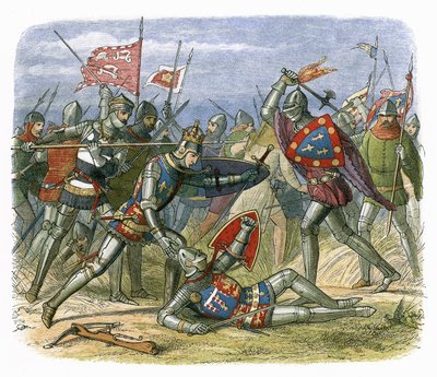 König Heinrich V. wird von Herzog von Alençon in der Schlacht von Agincourt angegriffen von James William Edmund Doyle