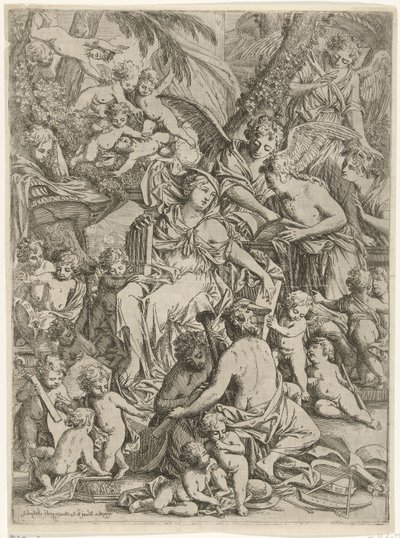 Heilige Cäcilia mit Orgel in der Hand von Jan Baptist Herregouts