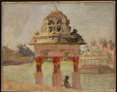 Madras - Tempel mit heiligem See. Aus einer Reise nach Indien von Jan Ciągliński