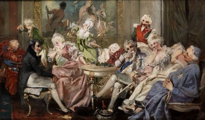 Höfische Gesellschaft in einem Salon von Jan Czesław Moniuszko