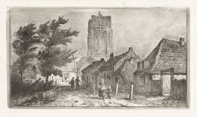Dorfansicht mit Kirchturm von Jan Gerard Smits