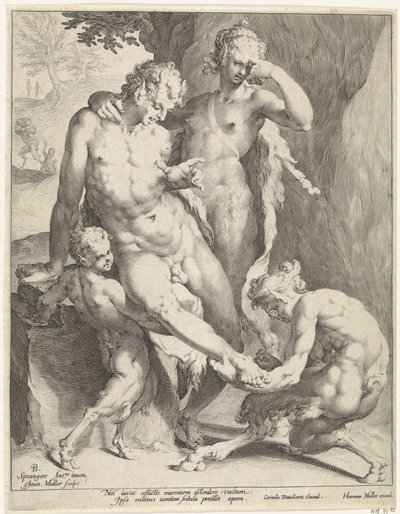 Oreaden entfernen einen Dorn aus dem Fuß eines Satyrs von Jan Harmensz. Muller