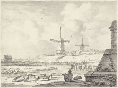Zeichnender Künstler auf der Hoogendijk, außerhalb des Haarlemmer Tores von Jan Hulswit