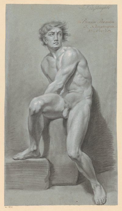 Sitzender männlicher Akt, von vorne gesehen (1. Preis 1791) von Jan Kamphuijsen