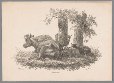 Eine Kuh und drei Schafe von Jan Kobell (III)