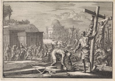 Alexander Joannes, Fürst der Juden, lässt gegen ihn gerichtete Untertanen kreuzigen von Jan Luyken