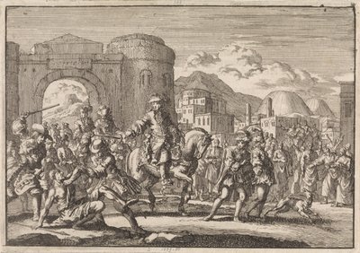 Französischer Gesandter beim Sultan reitet in Jerusalem ein, 1674 von Jan Luyken