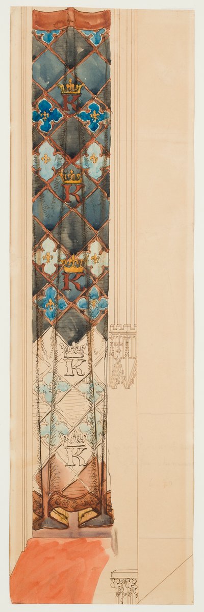 Kartonskizze für die Polychromie der Marienkirche - Fries mit geometrischem Muster von Jan Matejko