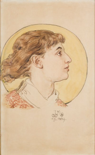 Karton für die Polychromie der Marienkirche - Engelsköpfchen (Porträt der Tochter Helena) von Jan Matejko