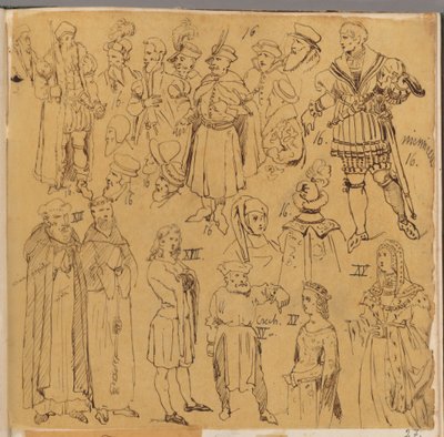 Skarbczyk. Verschiedene Personen in Kleidern aus dem XIII., XV. und XVI. Jahrhundert von Jan Matejko