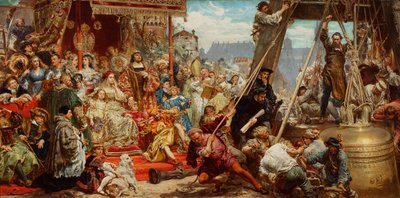Aufhängung der Sigismund-Glocke im Turm der Kathedrale in Krakau im Jahr 1521 von Jan Matejko