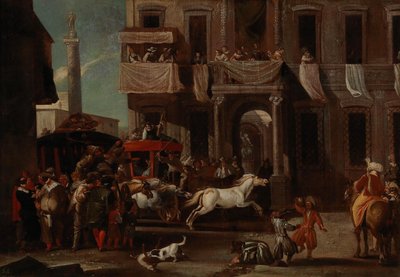 Das Rennen der Berberpferde in Rom von Jan Miel