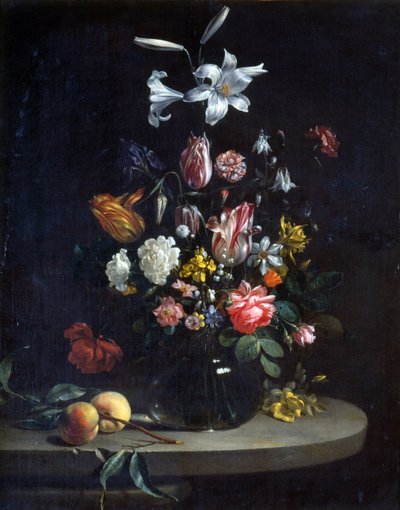 Stillleben: Blumenstrauß in einer Glasvase von Jan Olis