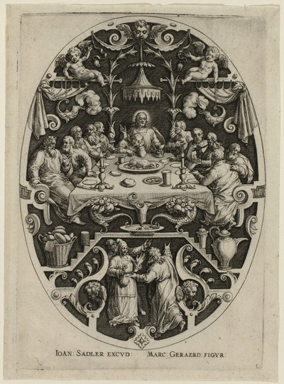 Das letzte Abendmahl, aus der Passion Christi von Jan Sadeler I