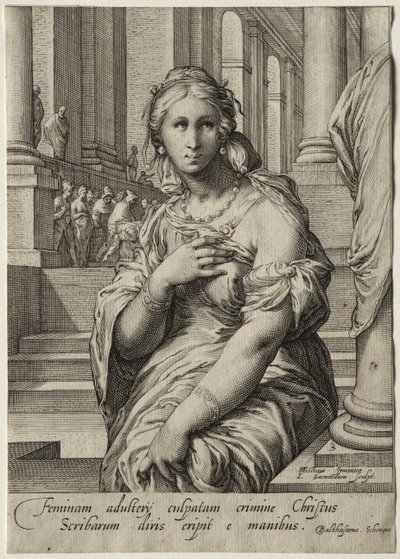 Heldinnen des Neuen Testaments: Die beim Ehebruch ertappte Frau von Jan Saenredam