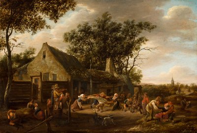 Tanzende Bauern vor einem Gasthaus von Jan Steen