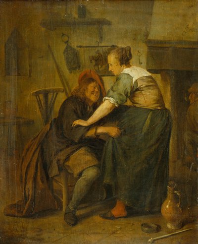 Gasthaus mit Gast und Dienstmädchen ("Der aufdringliche Gast") von Jan Steen