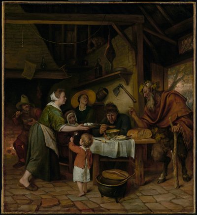 Der Satyr und die Bauernfamilie von Jan Steen