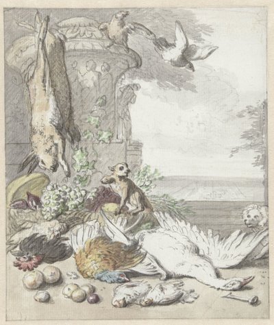 Totes Wild, ein Affe, ein Hund und einige Vögel von Jan Baptist Weenix