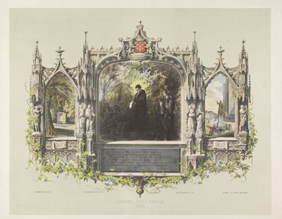 Gedenktafel für Laurens Coster bei den Feierlichkeiten zur Enthüllung der Statue in Haarlem, 1856 von Jan Weissenbruch