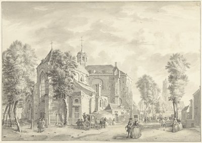 Pieterskerk in Utrecht mit dem Dom im Hintergrund von Jan de Beijer