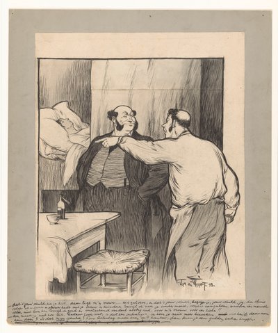 Fabrikbesitzer bei der verstorbenen Frau eines Arbeiters von Jan de Waardt (signed by artist)