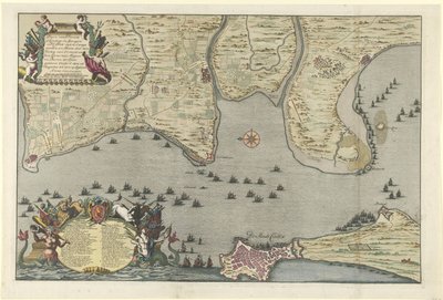 Karte der Landung und Expedition der Alliierten bei Cadiz, 1702 von Jan van Call (I)