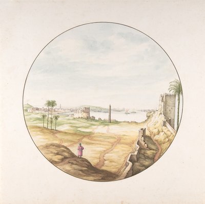 Ansicht des Obelisken von Thutmosis III von den Mauern Alexandrias von Jan van Call