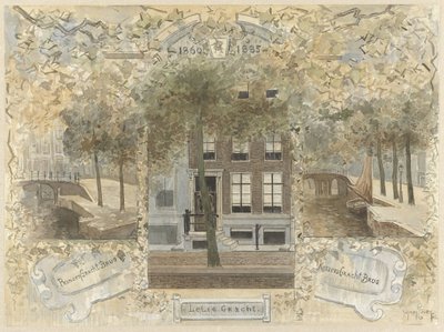 Haus an der Leliegracht, flankiert von den Brücken über die Prinsengracht und die Keizersgracht von Jan van Essen