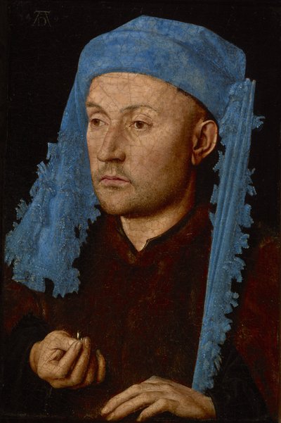 Porträt eines unbekannten Mannes mit blauer Kappe von Jan van Eyck