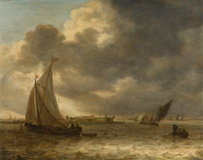 Flusslandschaft mit Segelschiffen von Jan van Goyen