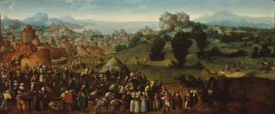 Landschaft mit Turnier und Jägern, 1519-20 von Jan van Scorel