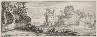 Ansicht einer Ruine eines Hauses bei einer Mauer von Jan van de Velde (II)