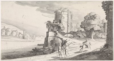 Runder Turm an einem Fluss von Jan van de Velde (II)